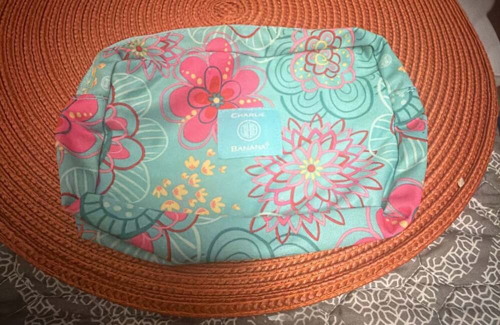 Charlie Banana Floral Wet Bag Pouch Aqua Pink Floral Zipper